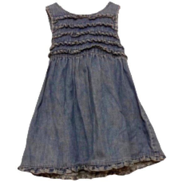 TALBOTS KIDS Blue Denim Ruffled Dress Girls 18months - Picture 4 of 14